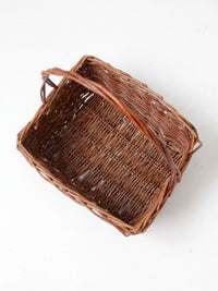vintage rustic woven willow market basket with handle
