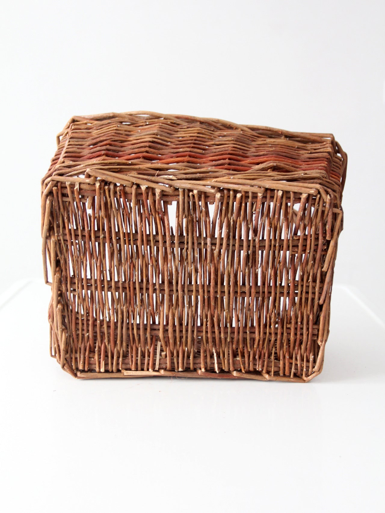 vintage rustic woven willow market basket with handle