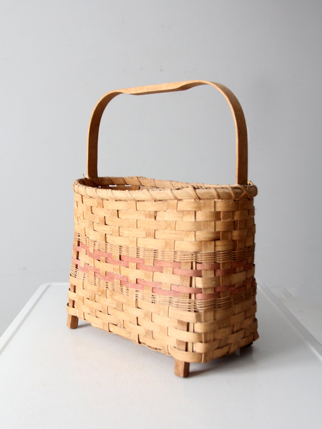vintage footed American splint basket
