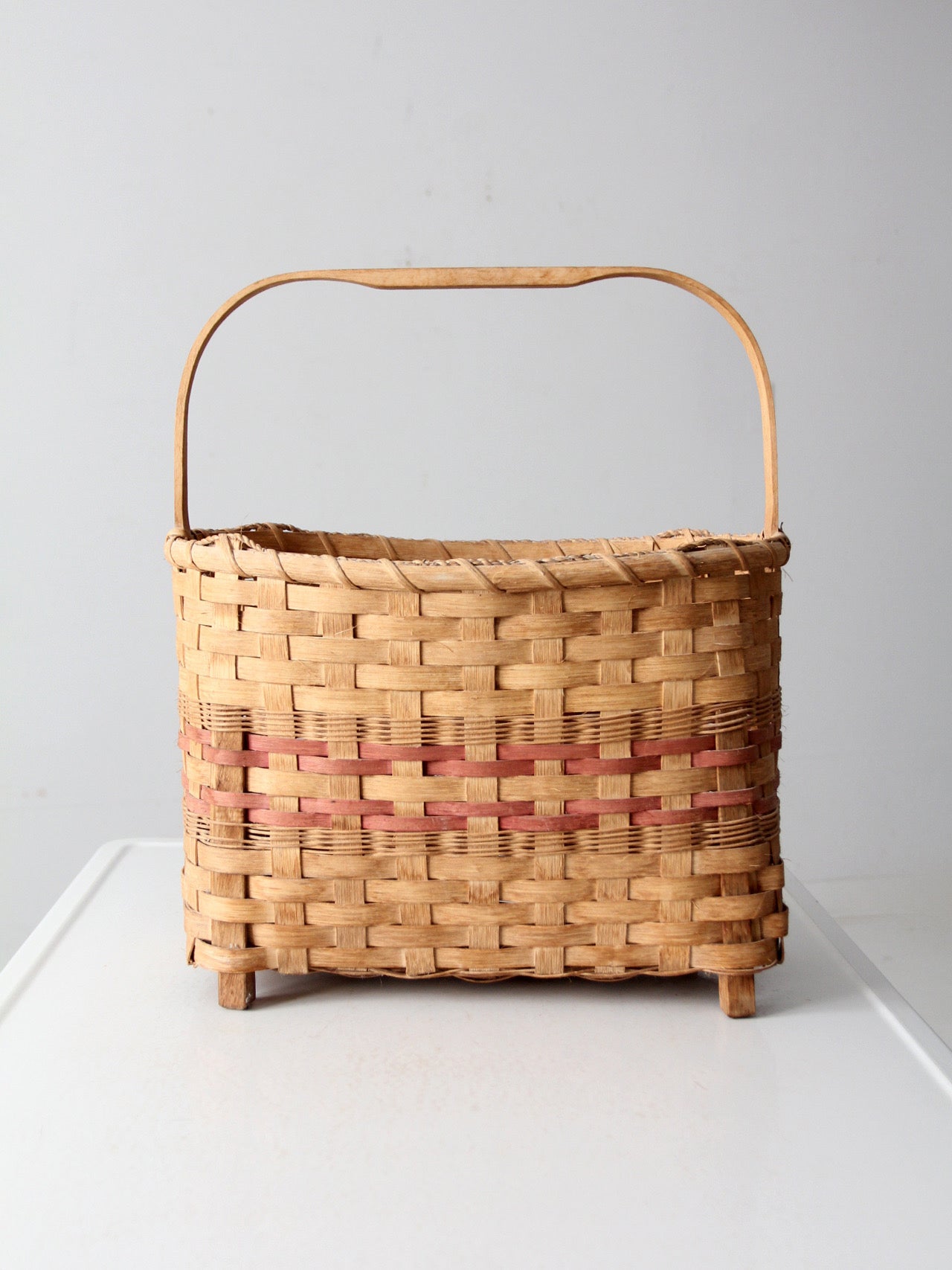 vintage footed American splint basket