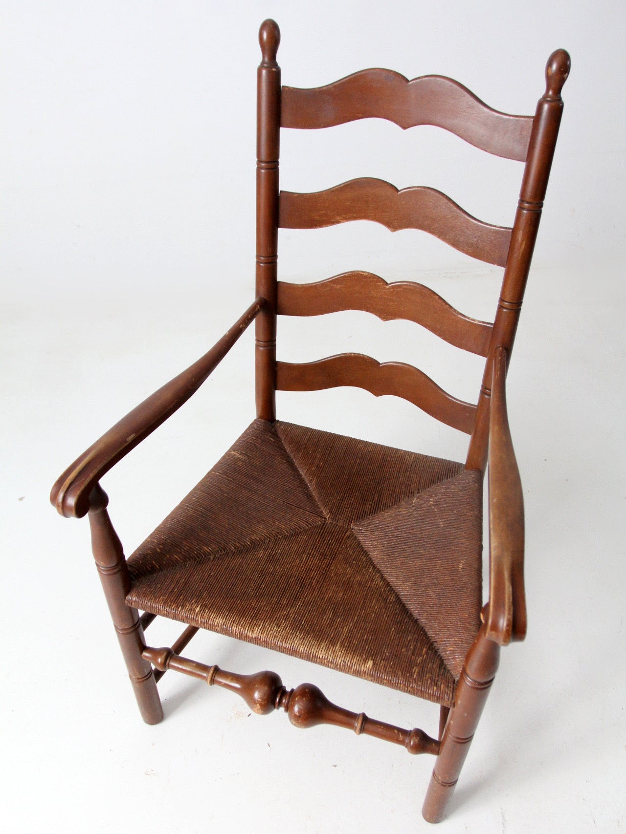 antique rush seat ladder back chair
