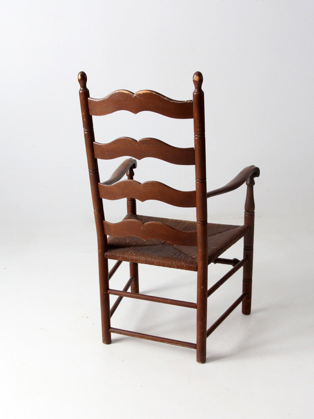 antique rush seat ladder back chair