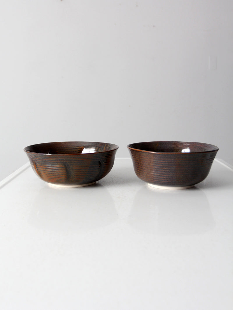 pair vintage studio pottery bowls