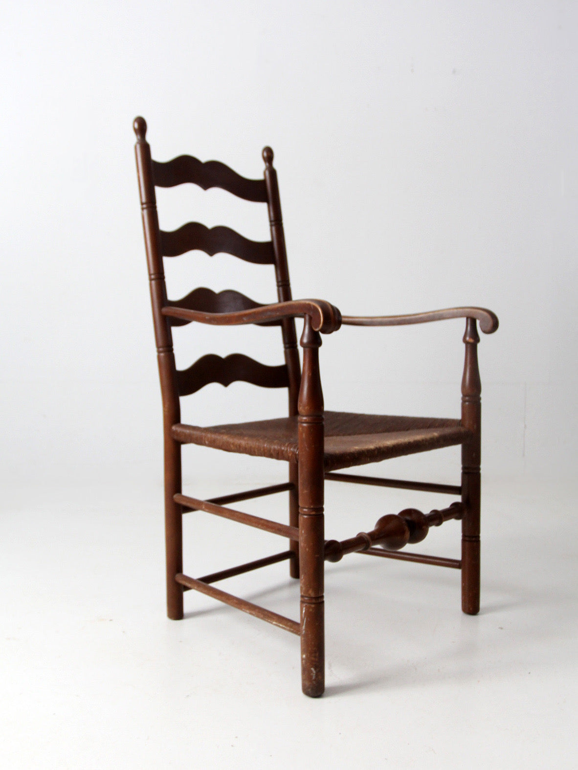 antique rush seat ladder back chair