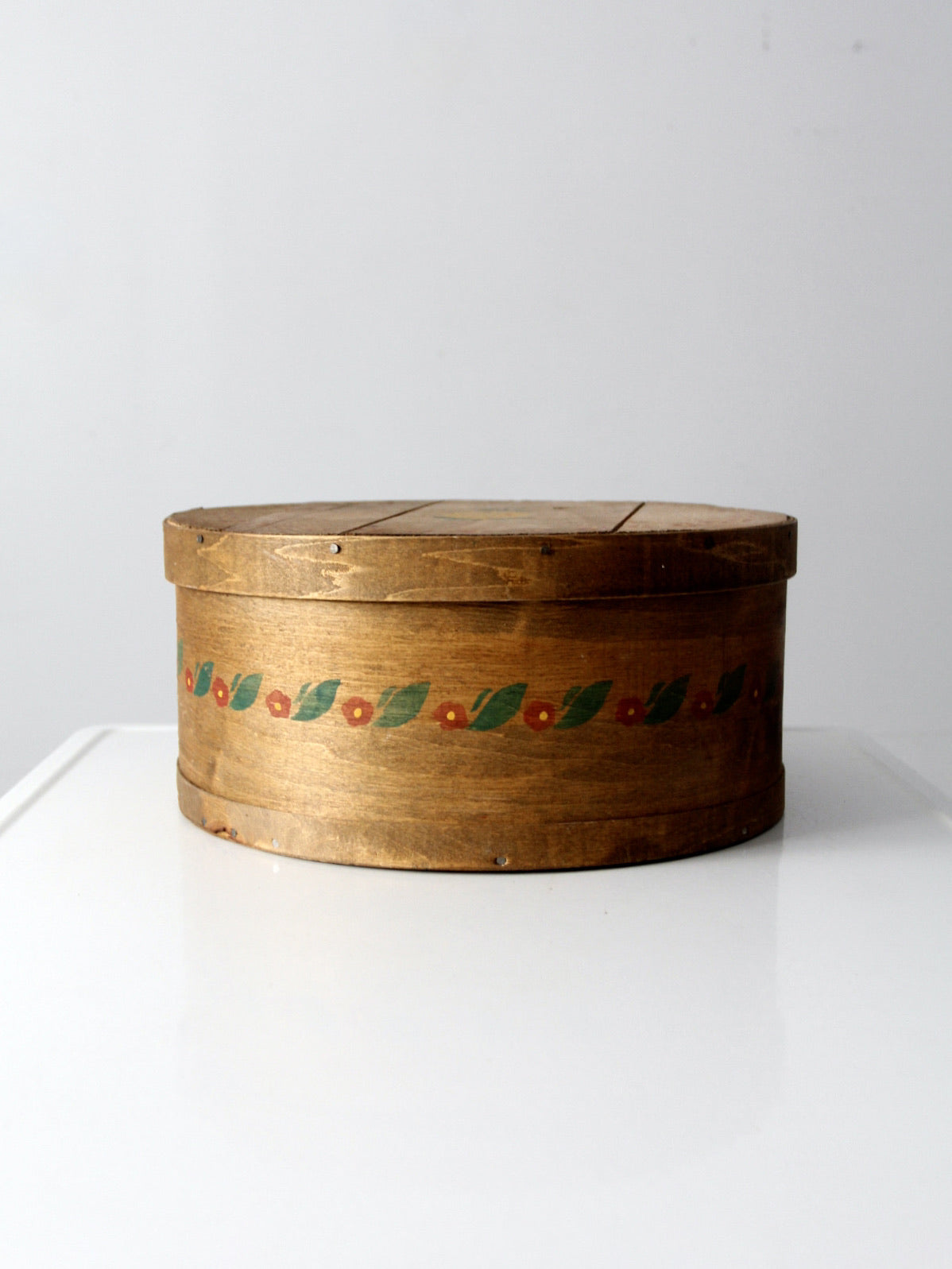 antique painted wood cheese box