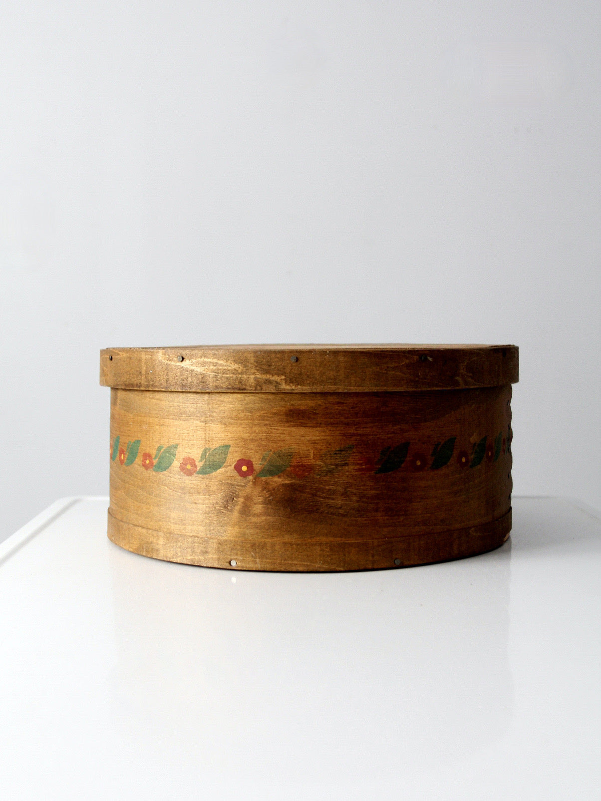 antique painted wood cheese box
