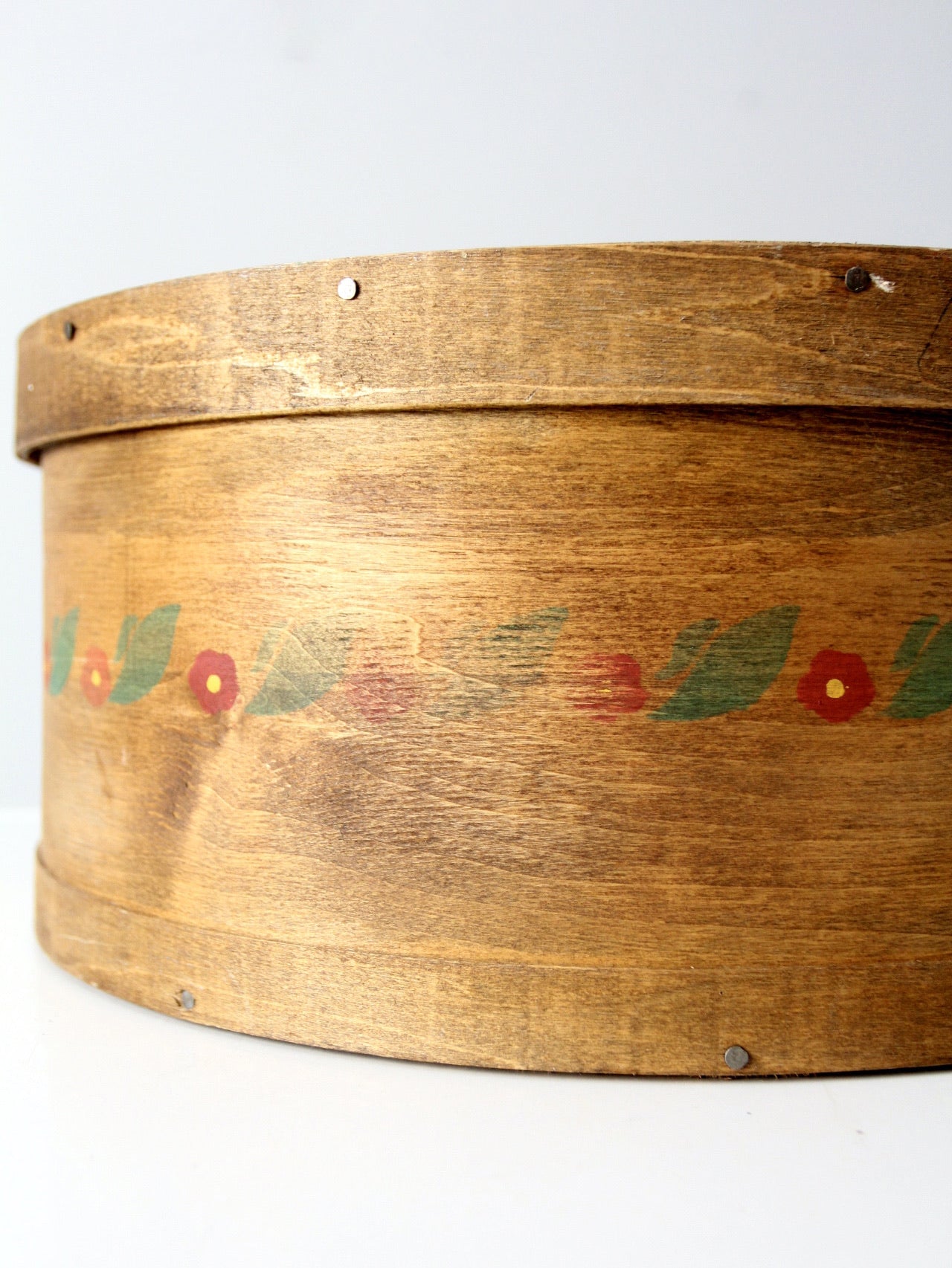 antique painted wood cheese box