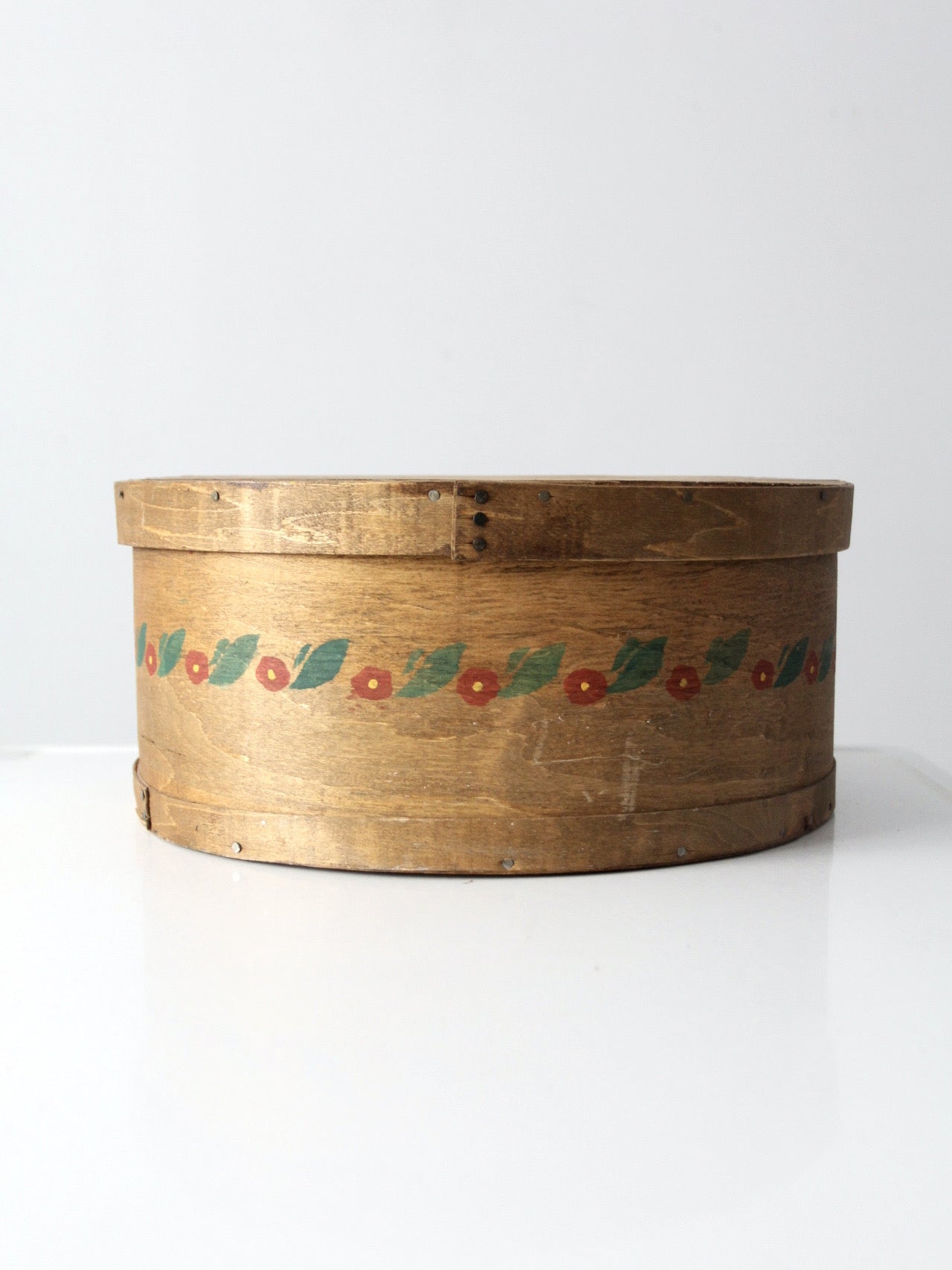 antique painted wood cheese box