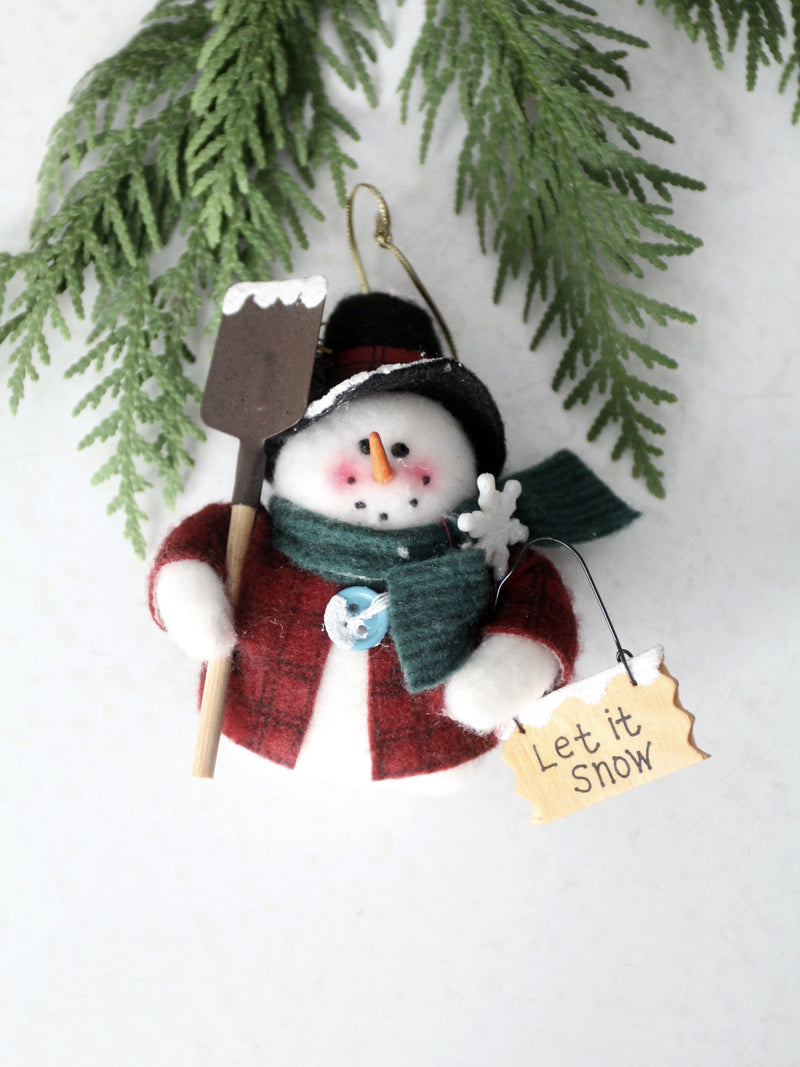 vintage felt snowman ornaments set with box