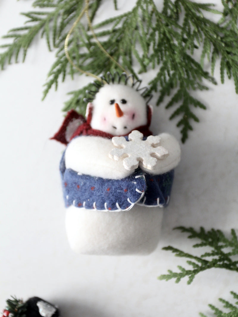 vintage felt snowman ornaments set with box