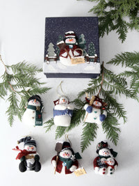 vintage felt snowman ornaments set with box