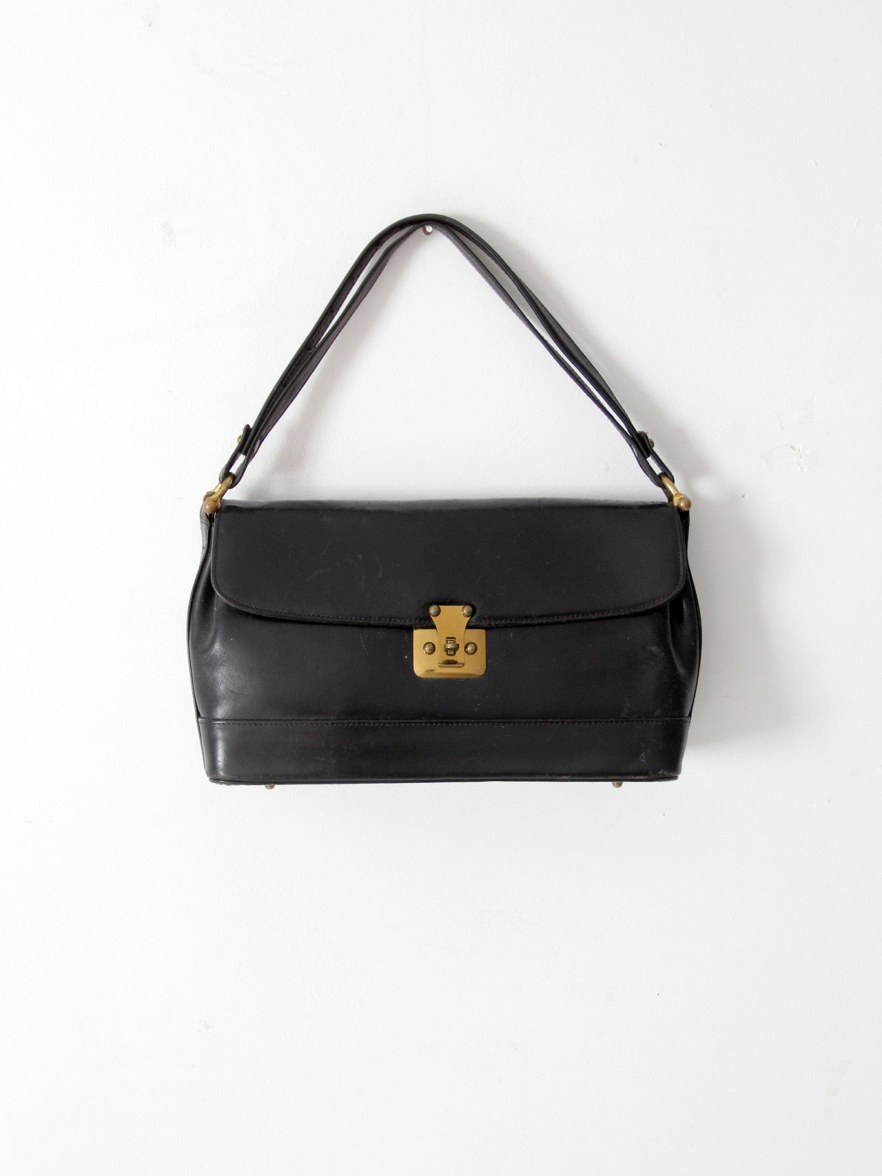 vintage 1970s Rolfs black leather shoulder bag
