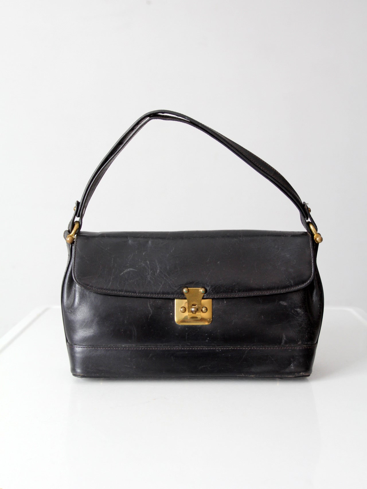 vintage 1970s Rolfs black leather shoulder bag