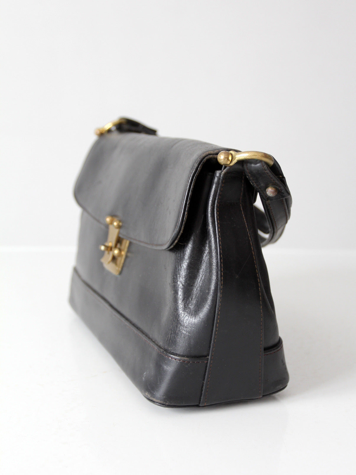 vintage 1970s Rolfs black leather shoulder bag