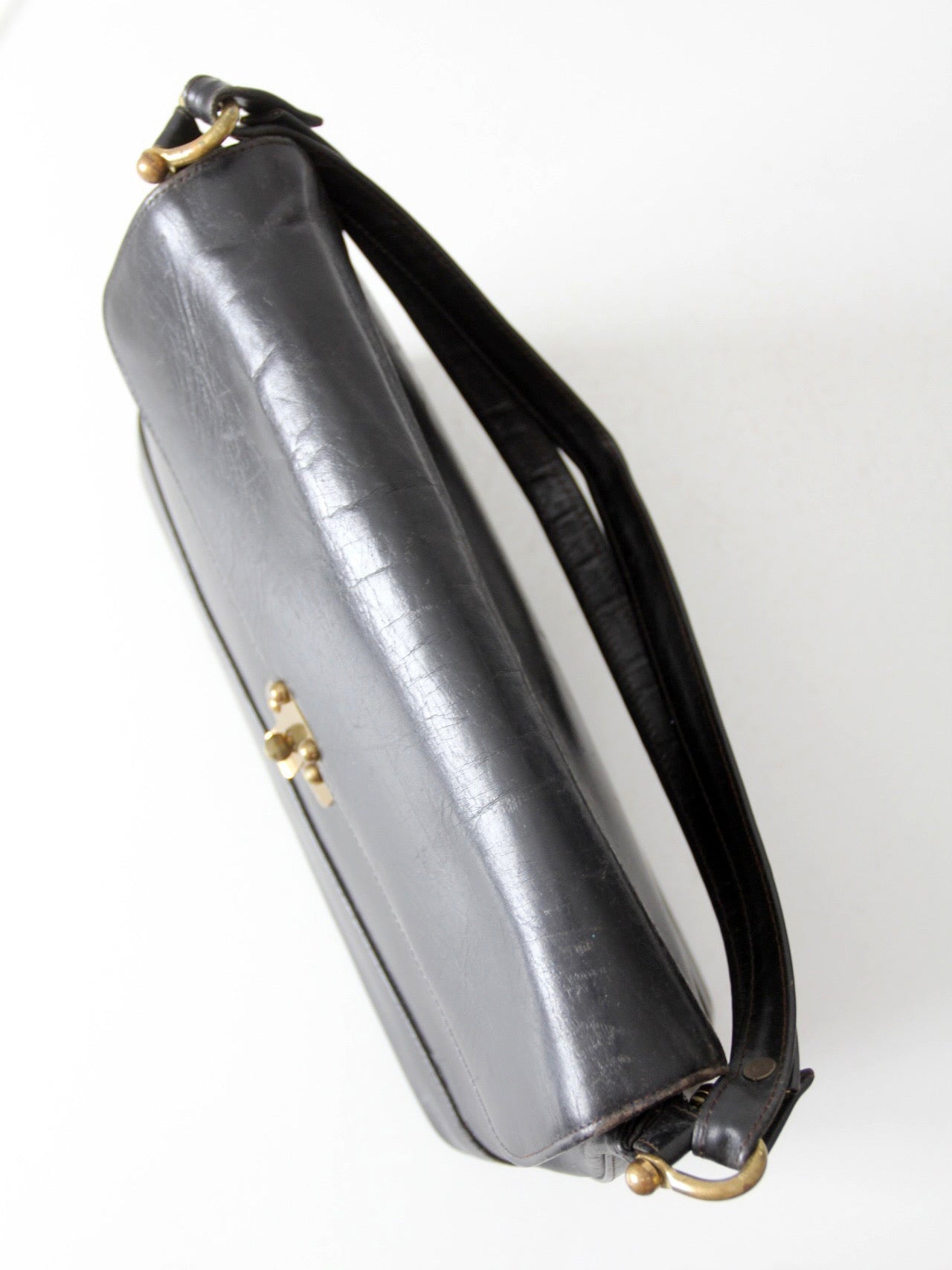 vintage 1970s Rolfs black leather shoulder bag