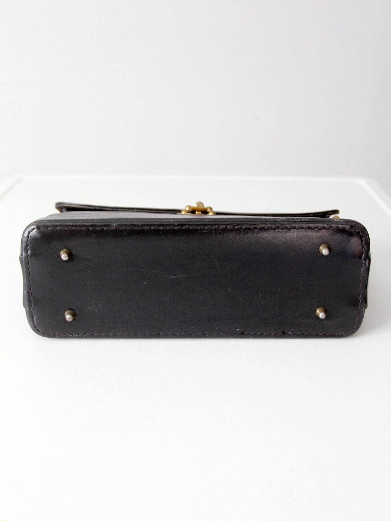 vintage 1970s Rolfs black leather shoulder bag