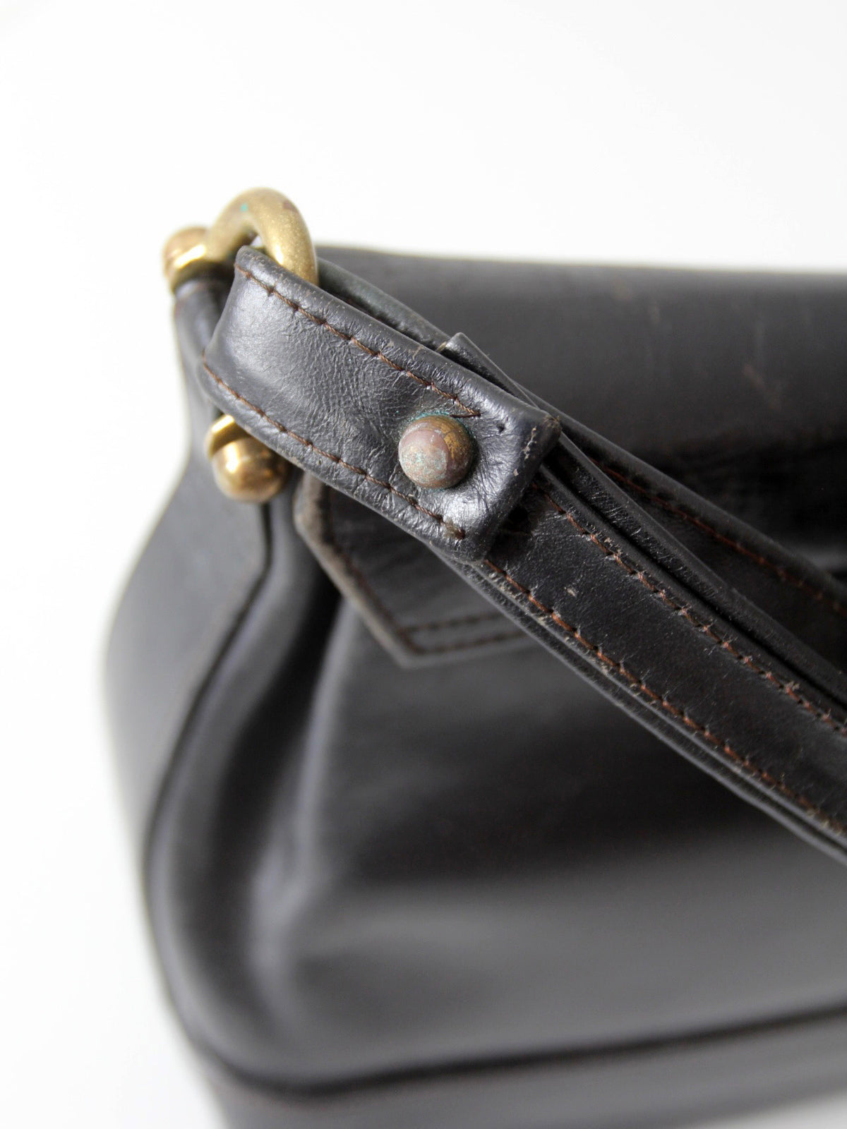 vintage 1970s Rolfs black leather shoulder bag