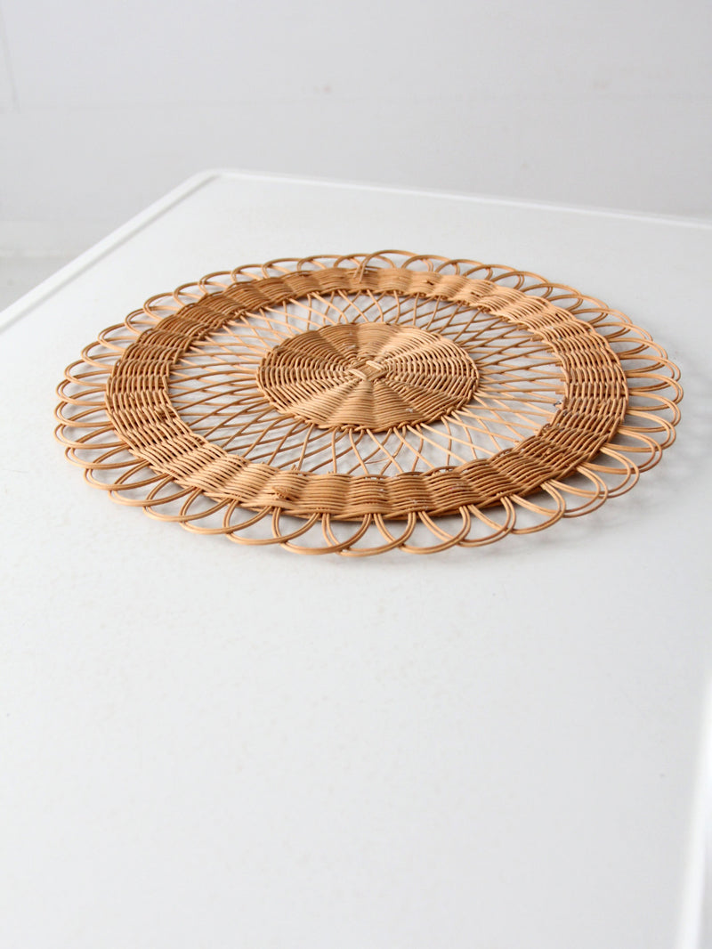 vintage rattan placemat, wall decor