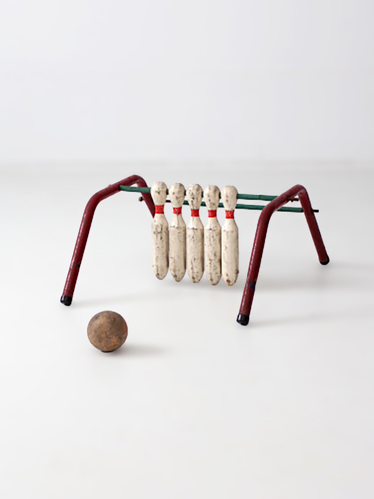 mid-century tabletop bowling game five pins