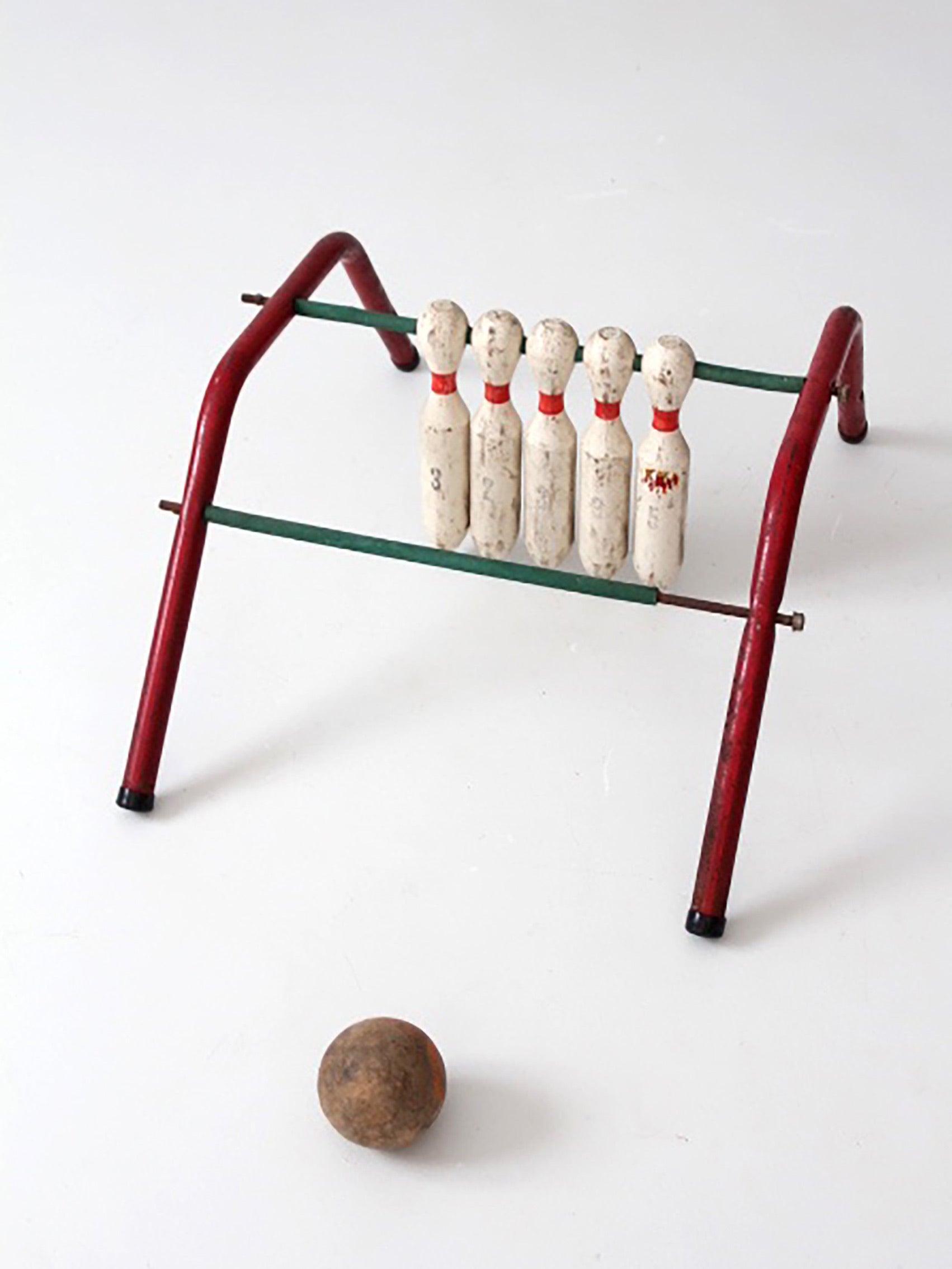 mid-century tabletop bowling game five pins