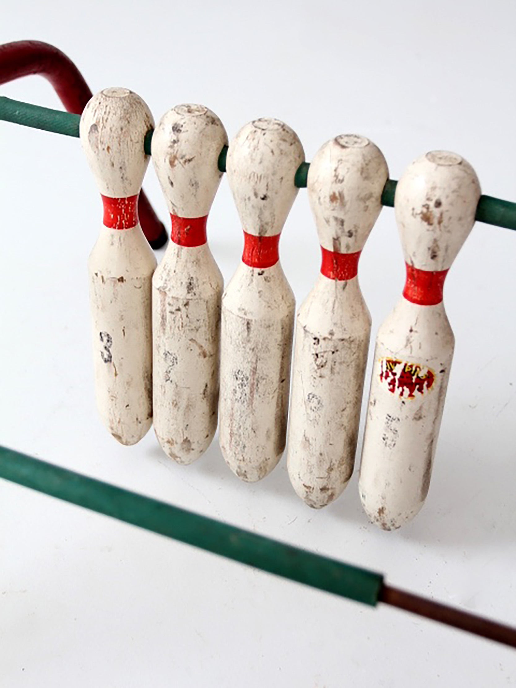 mid-century tabletop bowling game five pins