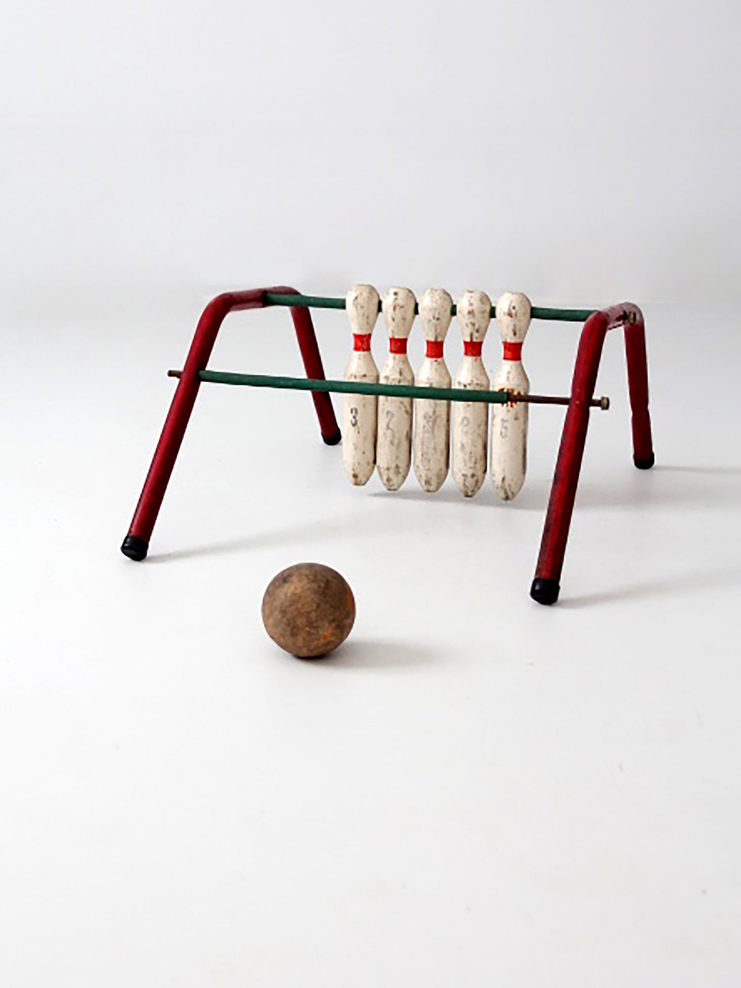 mid-century tabletop bowling game five pins