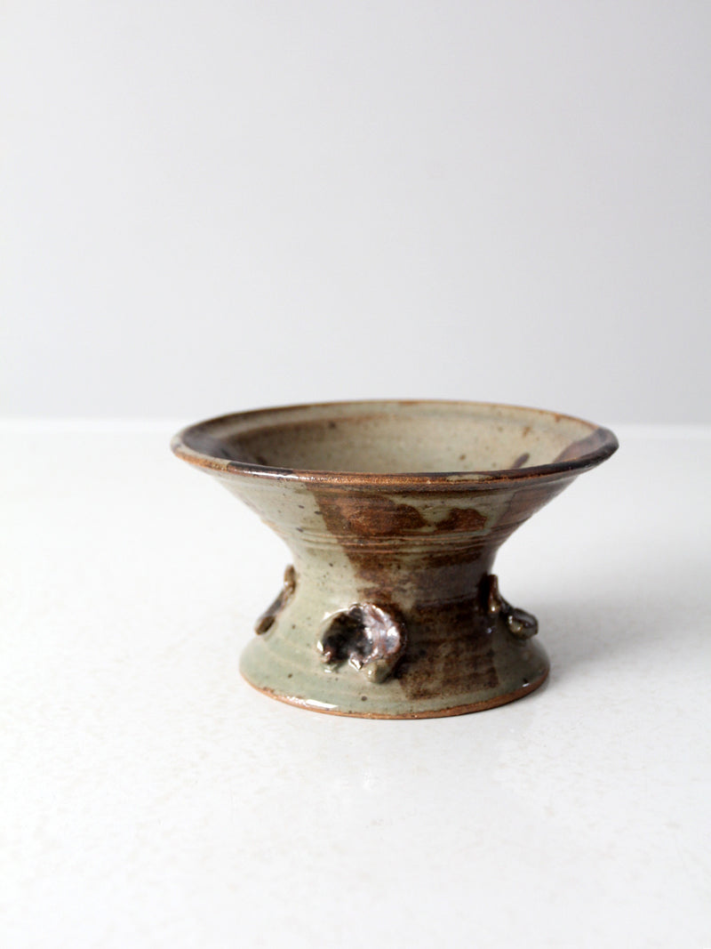 vintage studio pottery pedestal bowl