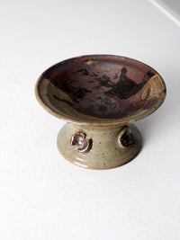 vintage studio pottery pedestal bowl