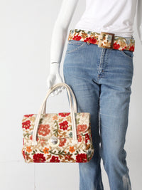 vintage 1960s floral tapestry handbag