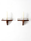 pair mid-century wood candle sconces