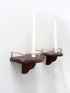 pair mid-century wood candle sconces