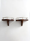 pair mid-century wood candle sconces