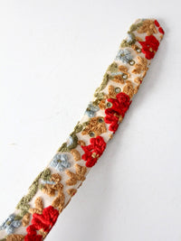 vintage 1970s floral tapestry belt with square buckle