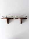 pair mid-century wood candle sconces