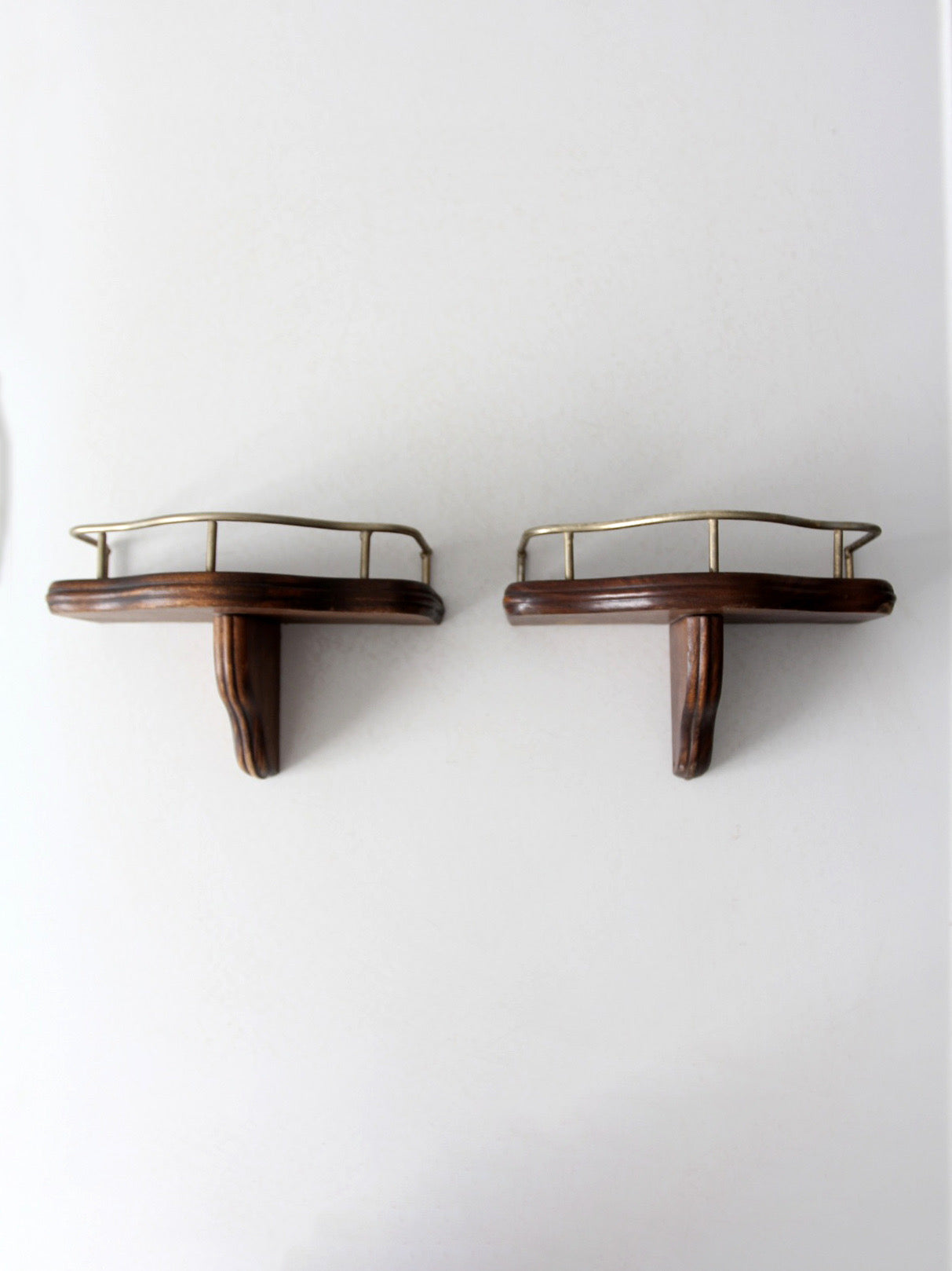 pair mid-century wood candle sconces