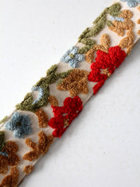 vintage 1970s floral tapestry belt with square buckle