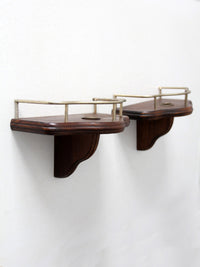 pair mid-century wood candle sconces