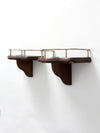 pair mid-century wood candle sconces