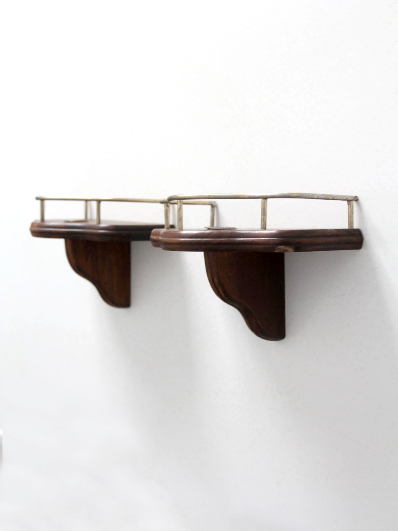 pair mid-century wood candle sconces