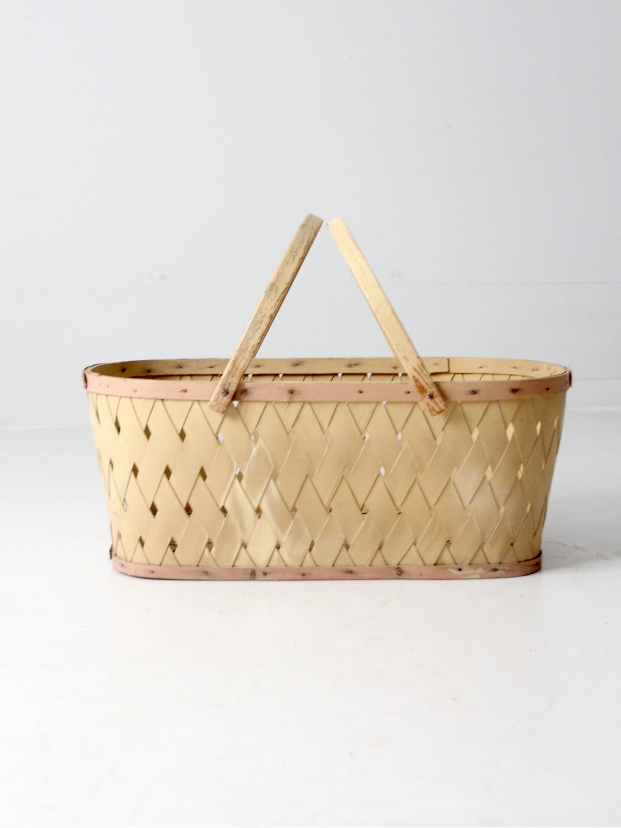 antique painted splint weave basket