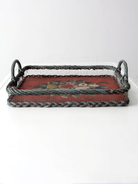 antique hand-painted wood tray