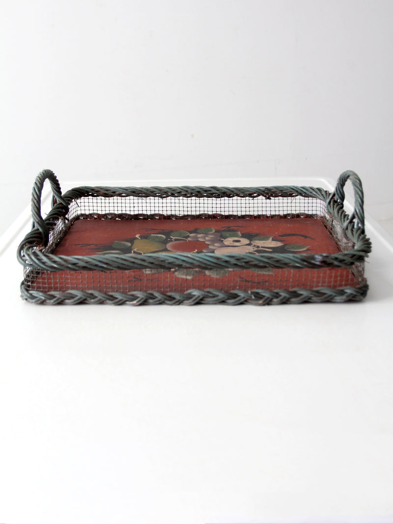 antique hand-painted wood tray
