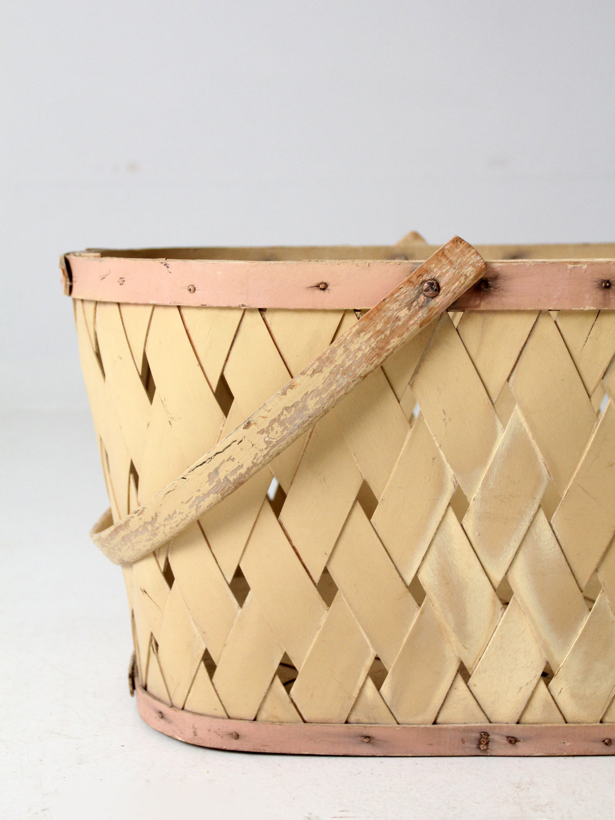 antique painted splint weave basket