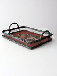 antique hand-painted wood tray