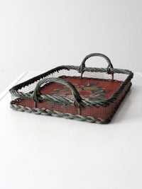antique hand-painted wood tray