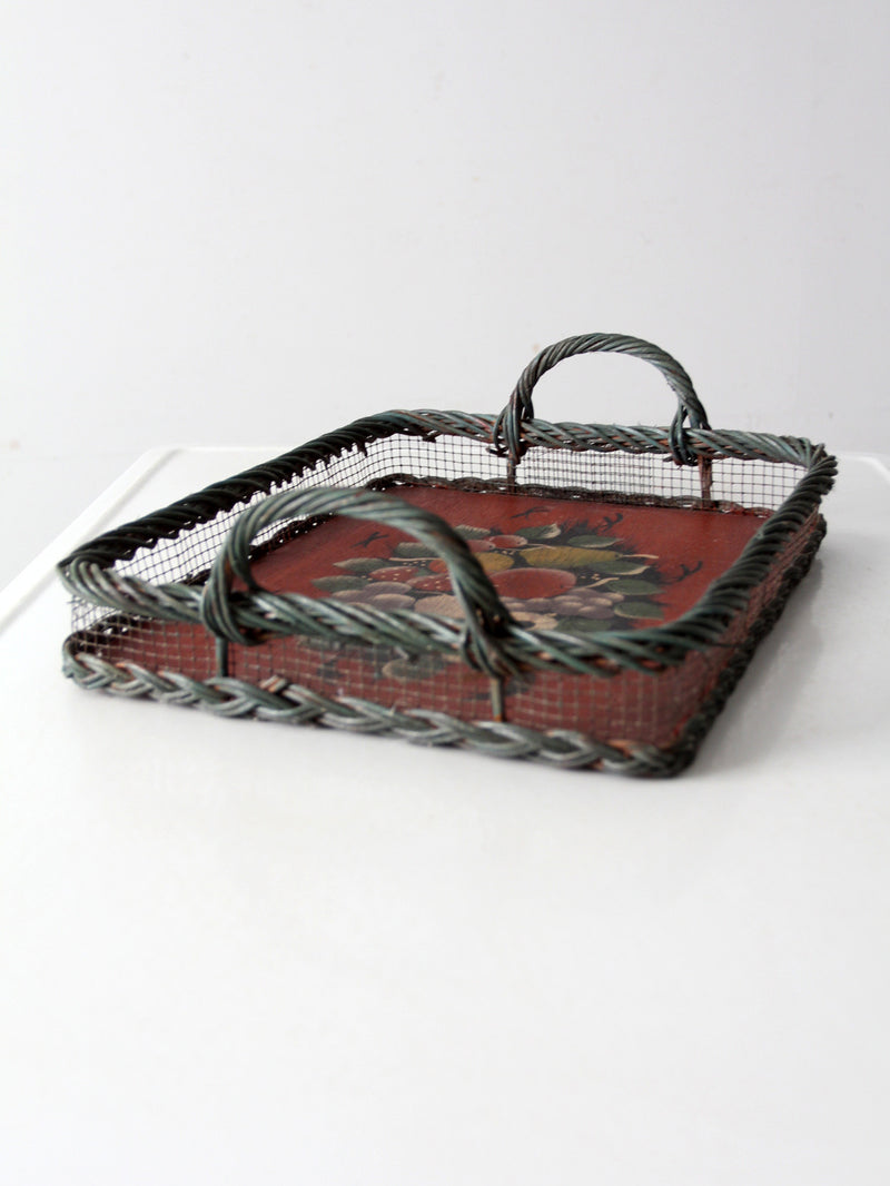antique hand-painted wood tray