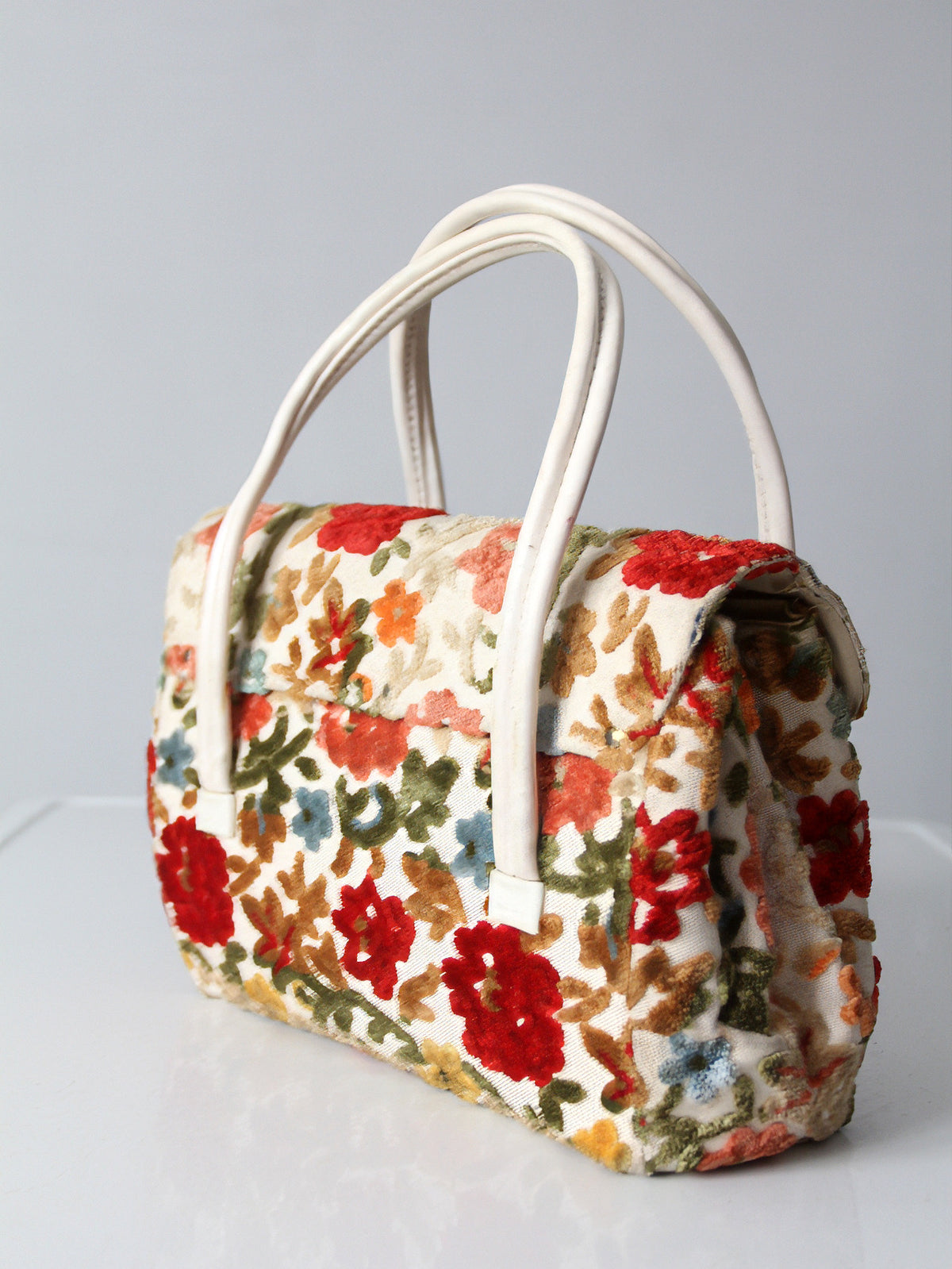 vintage 1960s floral tapestry handbag