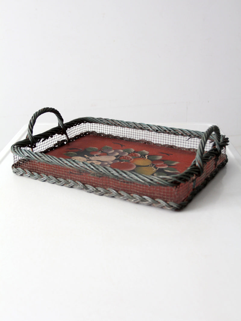 antique hand-painted wood tray