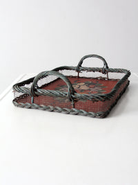 antique hand-painted wood tray