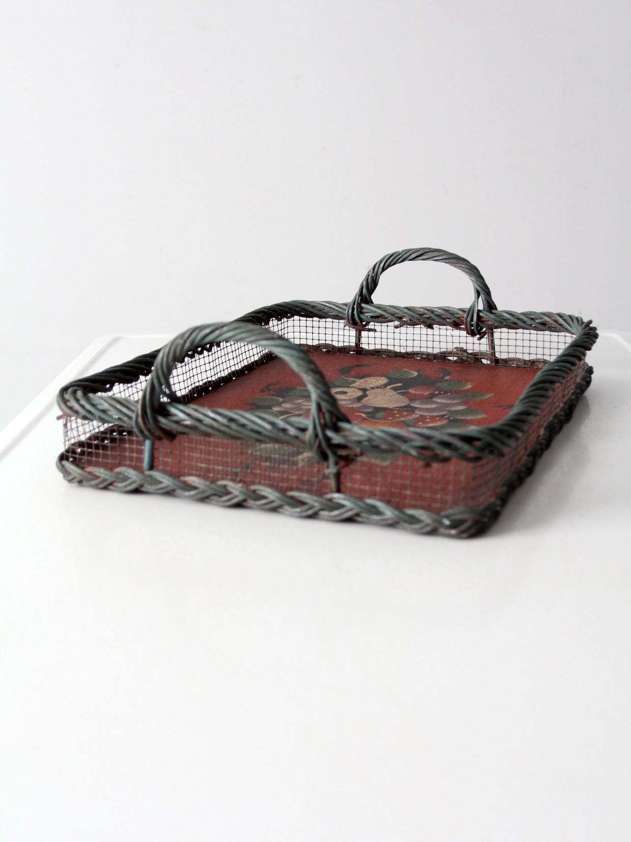 antique hand-painted wood tray